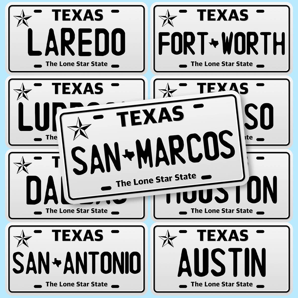 Personalized License Plate Sticker Decal, LAREDO TEXAS