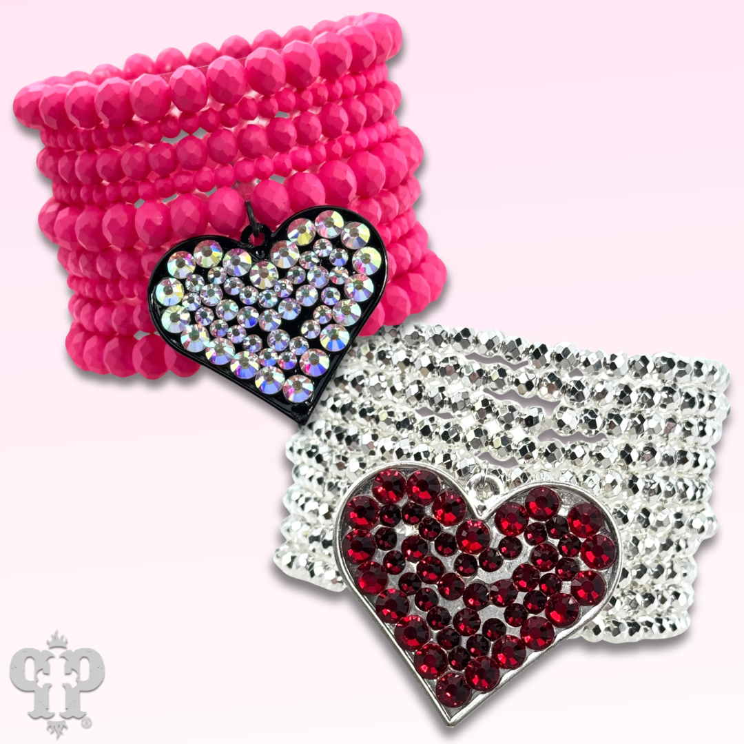 Bracelet set with rhinestone heart charm