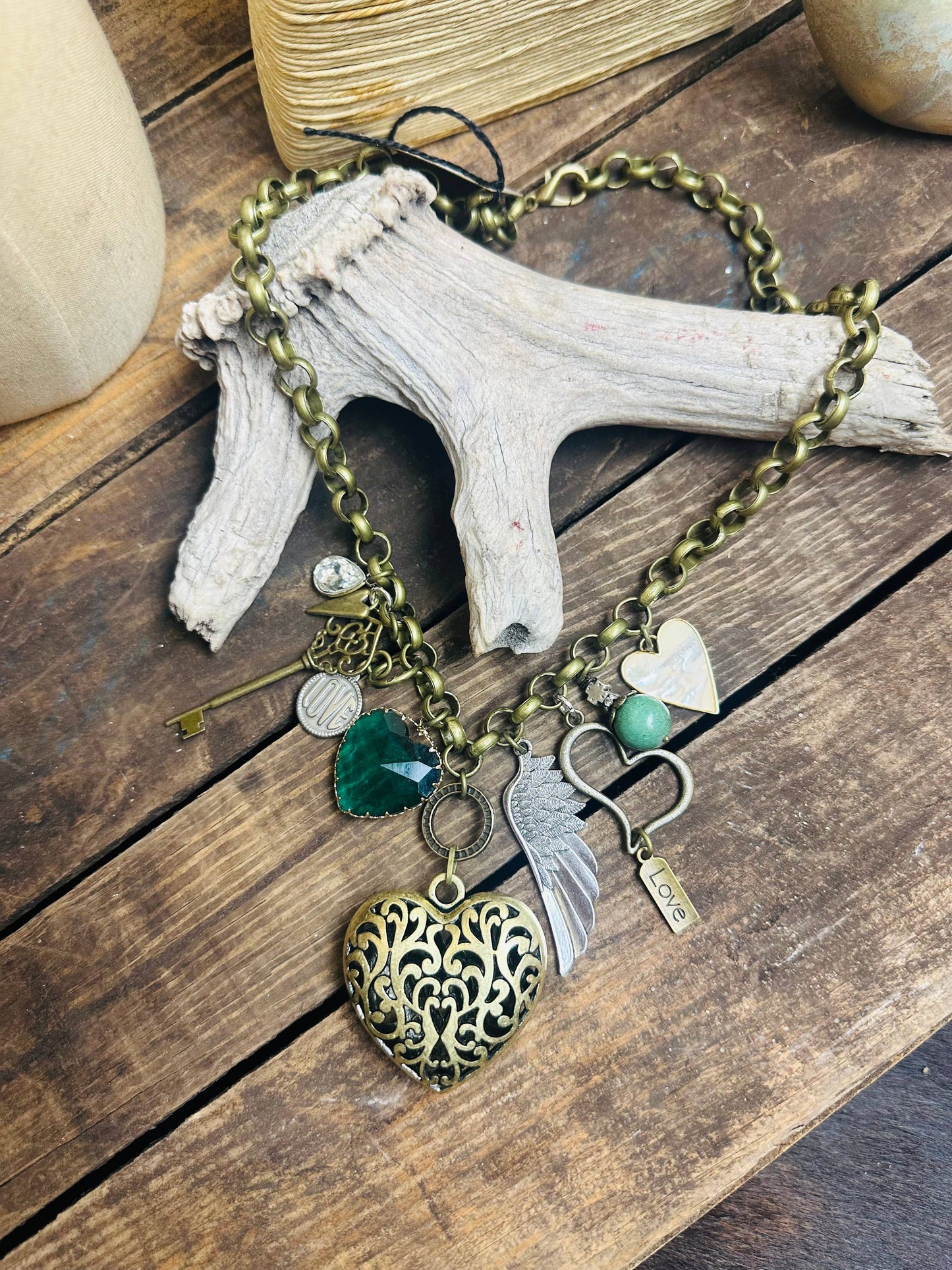 Gypsy Junk Original Heart Emerald Neck