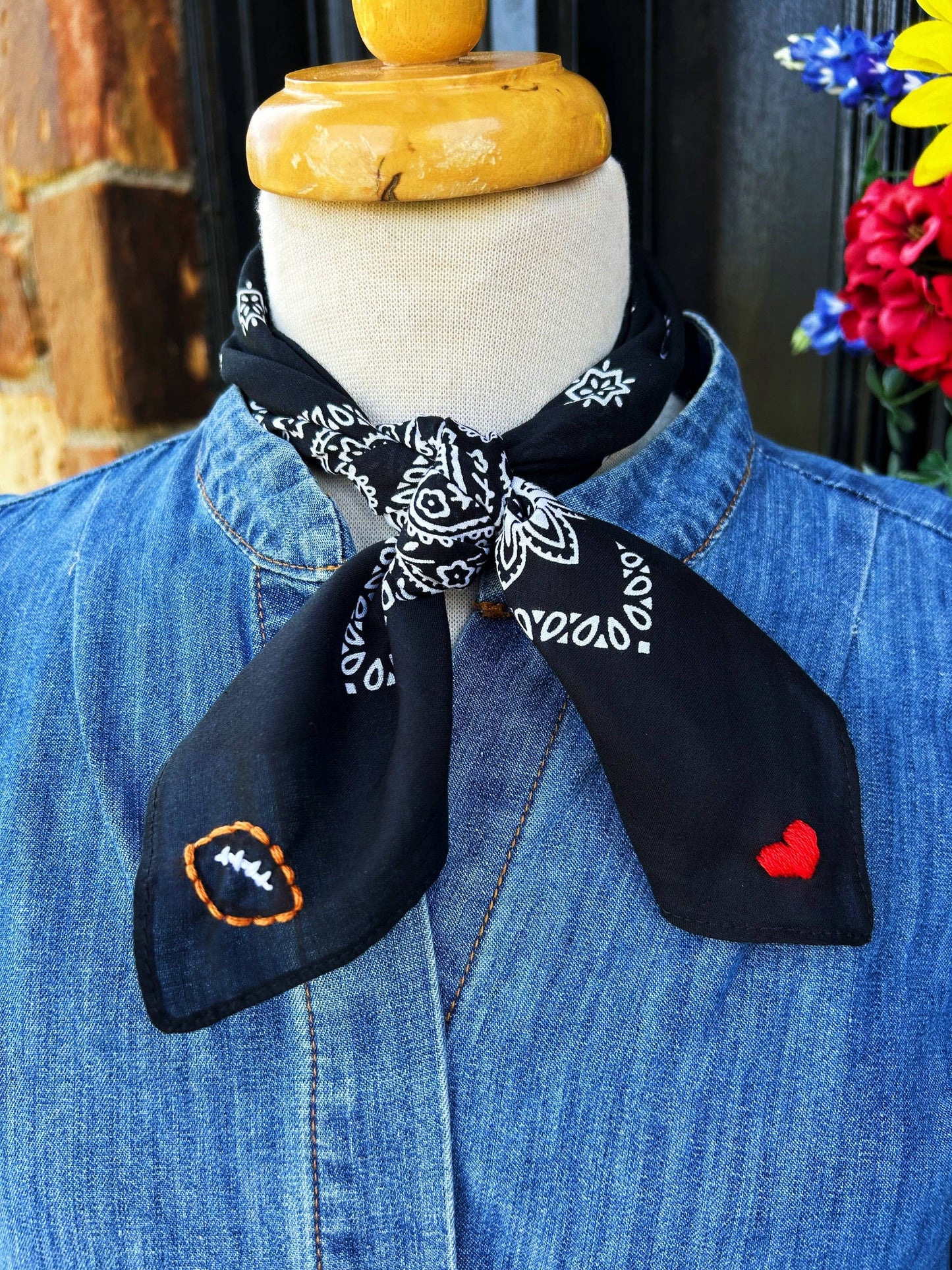 Embroidered Love Bandana