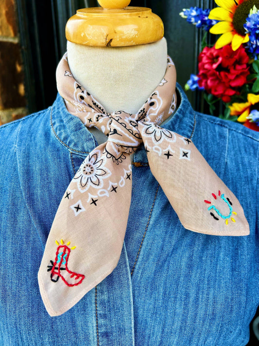 Embroidered Lucky Boots Bandana