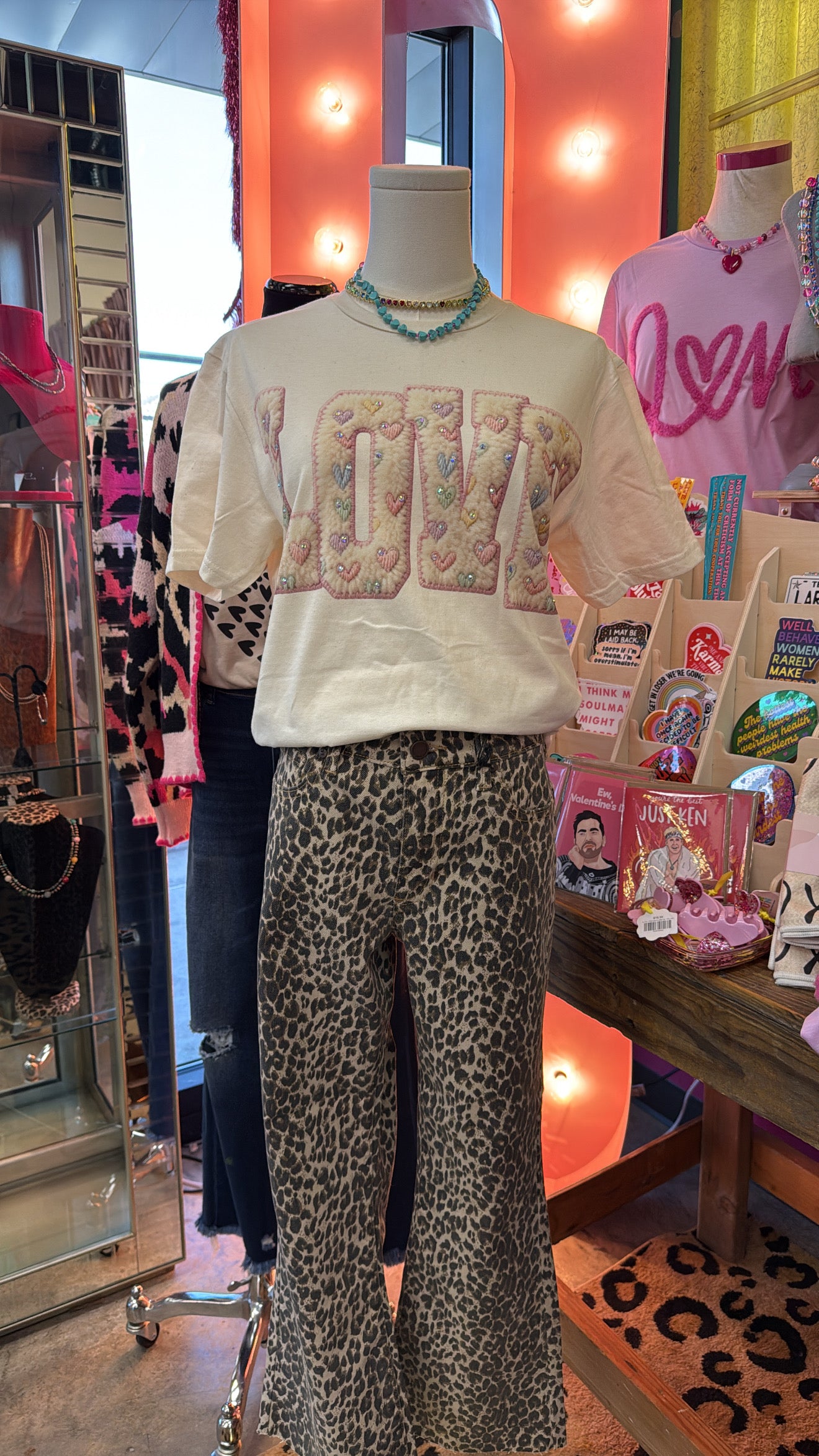 LOVE YARN WITH HEARTS BEDAZZLED TEE