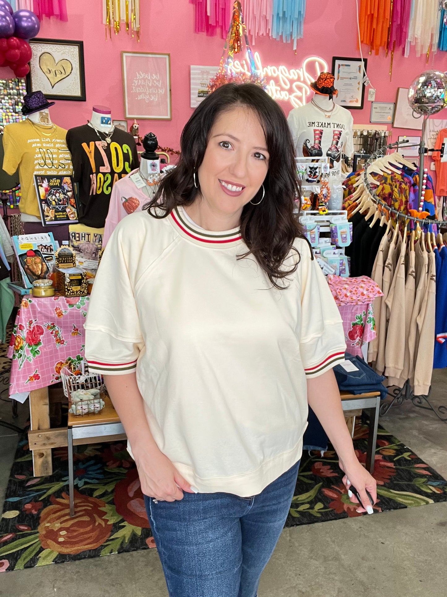 Solid Raglan Sleeve Knit Top