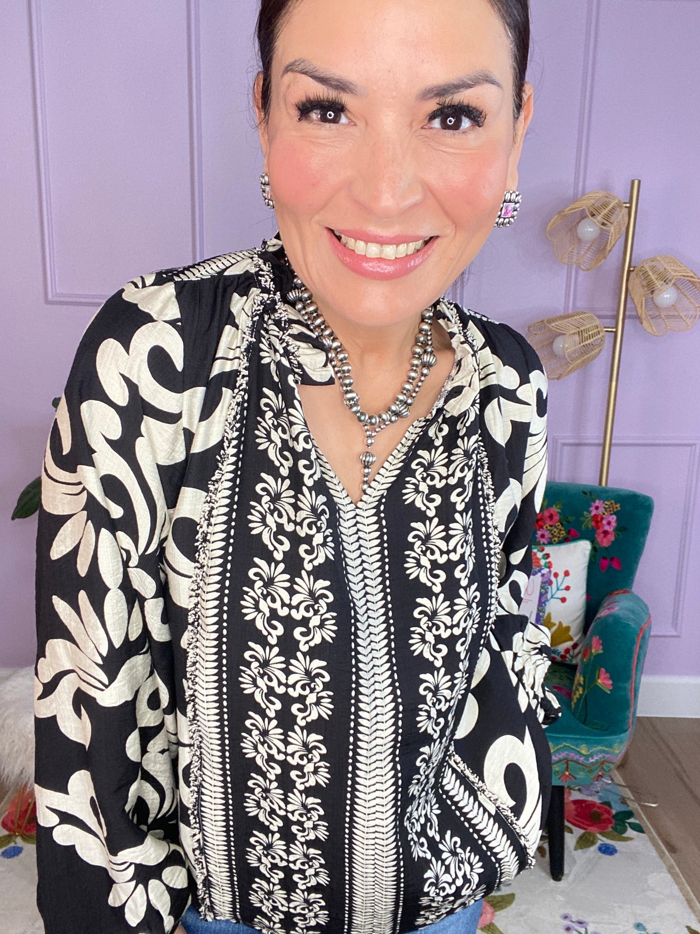 Printed Long Sleeve Blouse