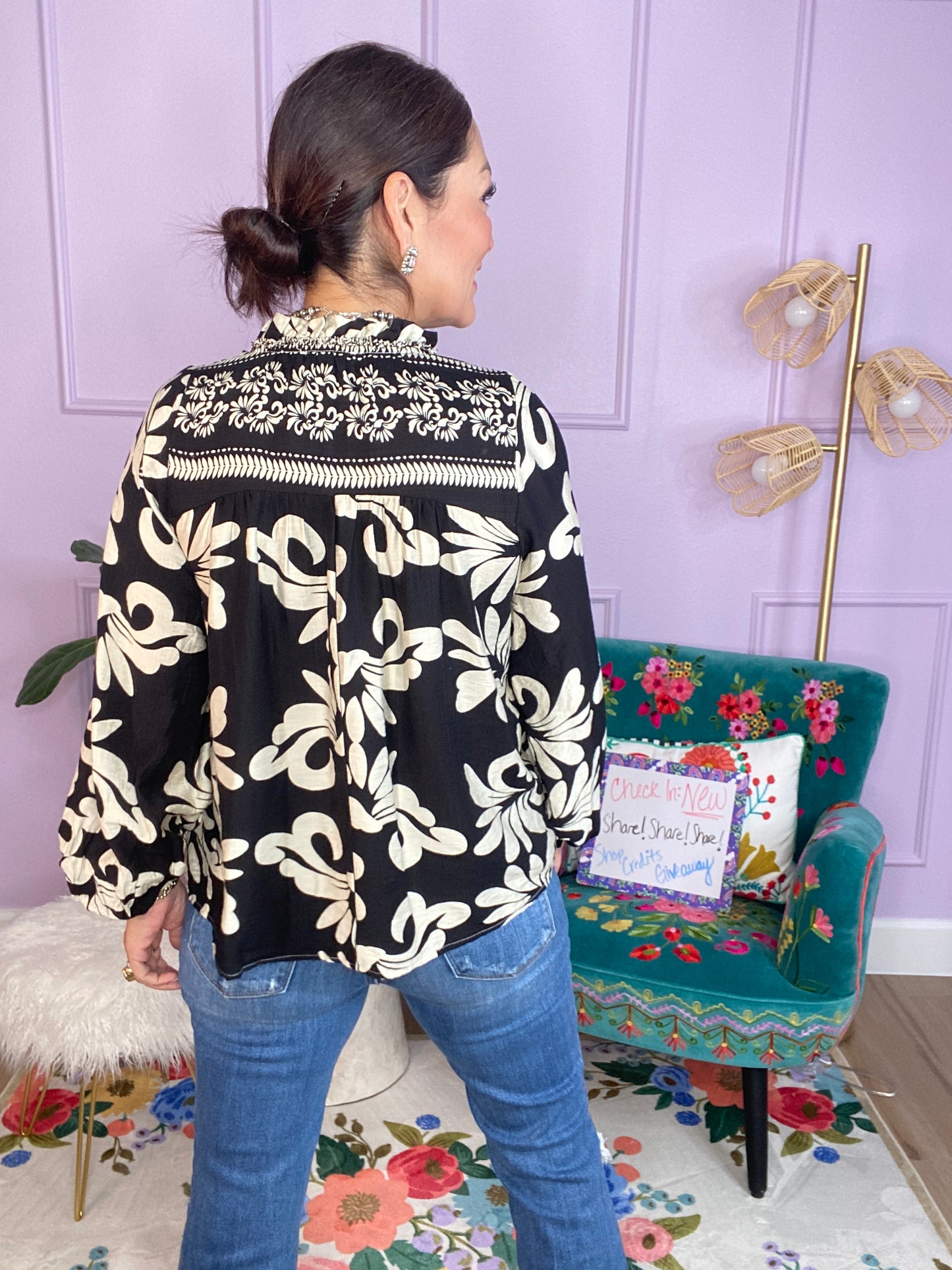 Printed Long Sleeve Blouse