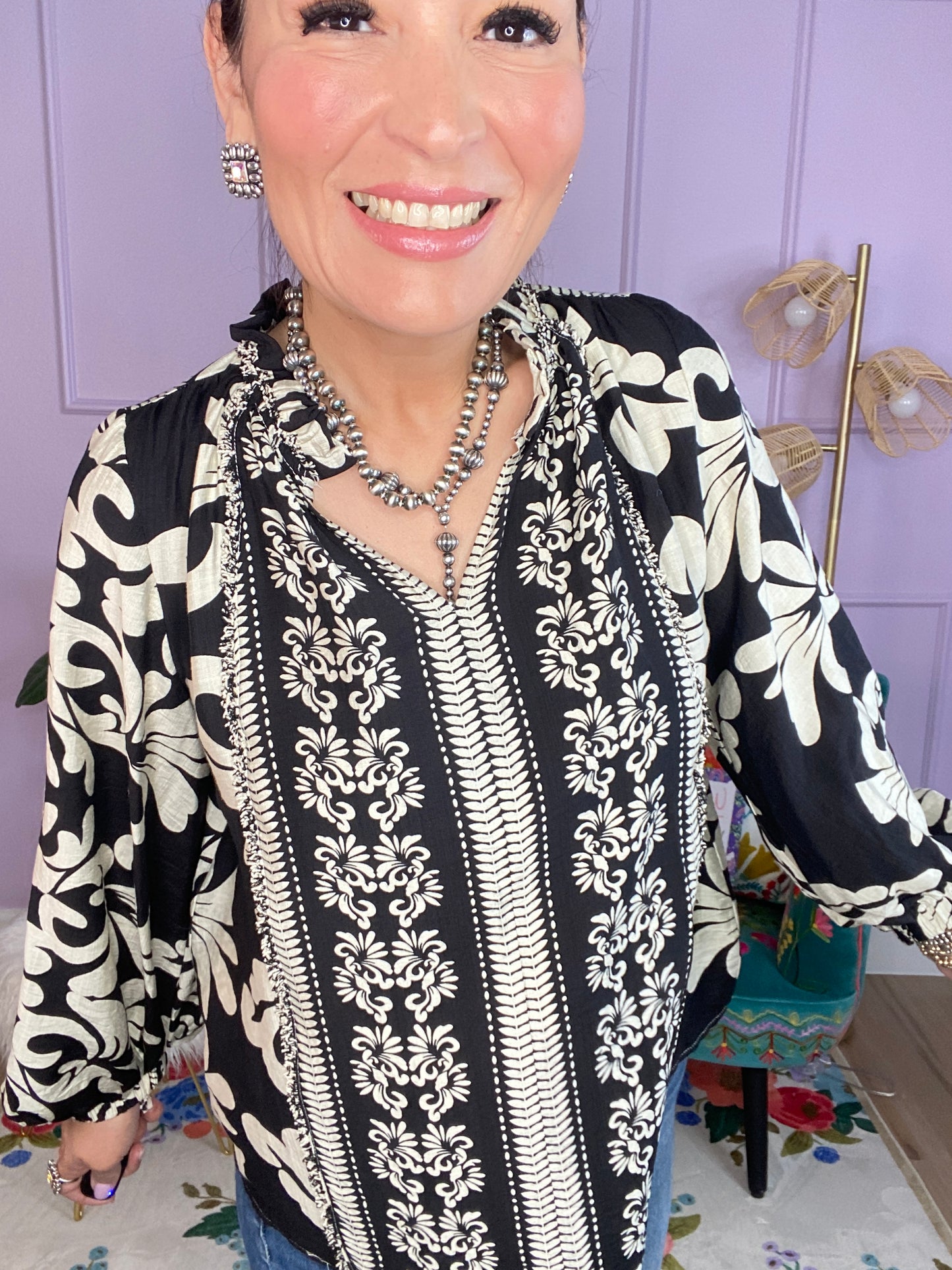 Printed Long Sleeve Blouse