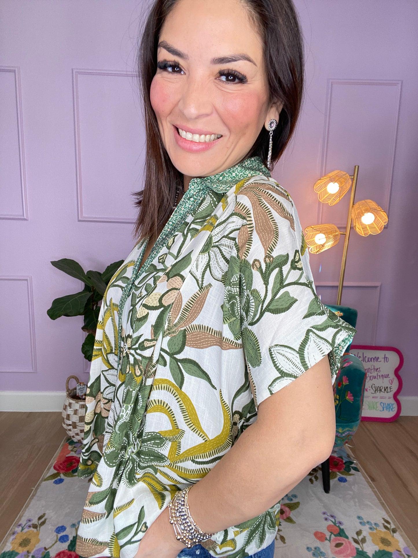 Savannah Breeze Mixed Print Blouse