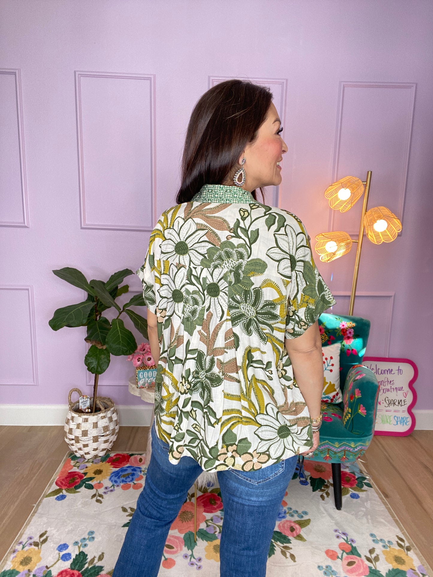 Savannah Breeze Mixed Print Blouse