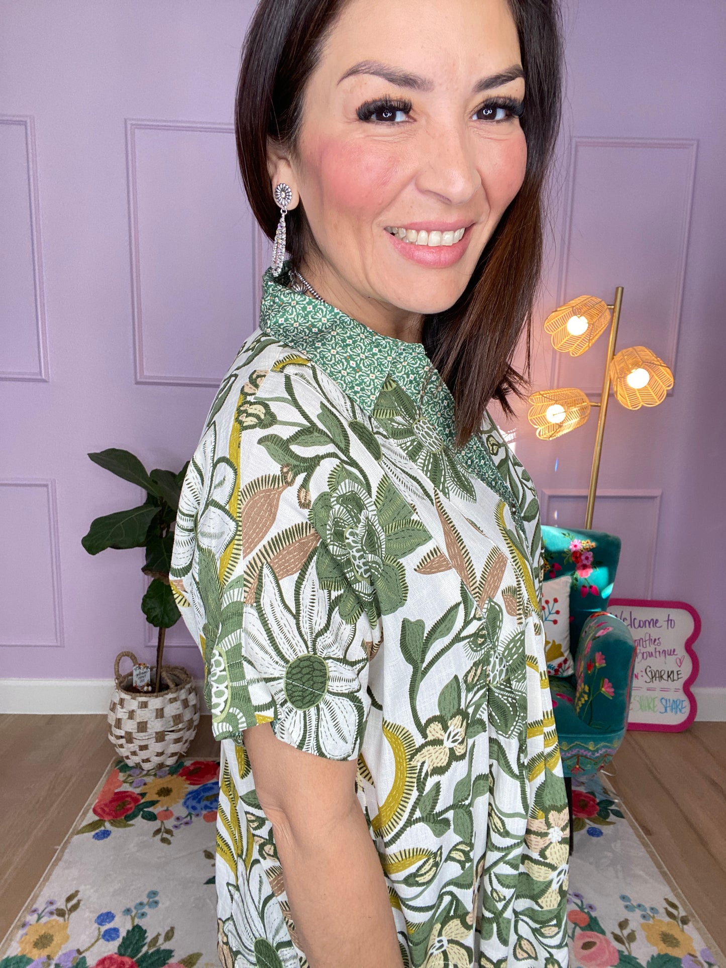 Savannah Breeze Mixed Print Blouse