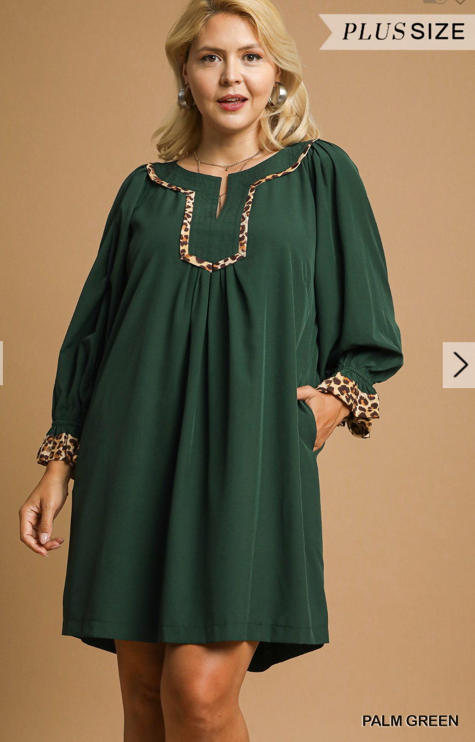 Curvy - Tunic Dress with Leopard Trim Accents