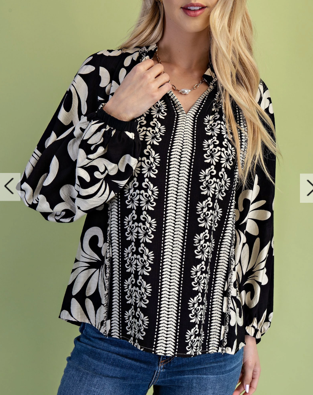 Printed Long Sleeve Blouse