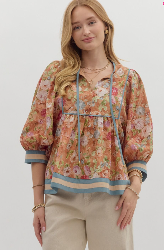 Vintage Floral Empire Waist Top