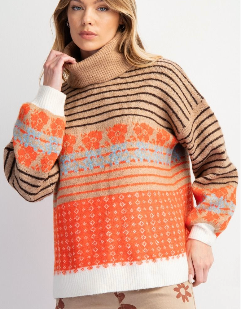 Multi-Patterned Knit Sweater