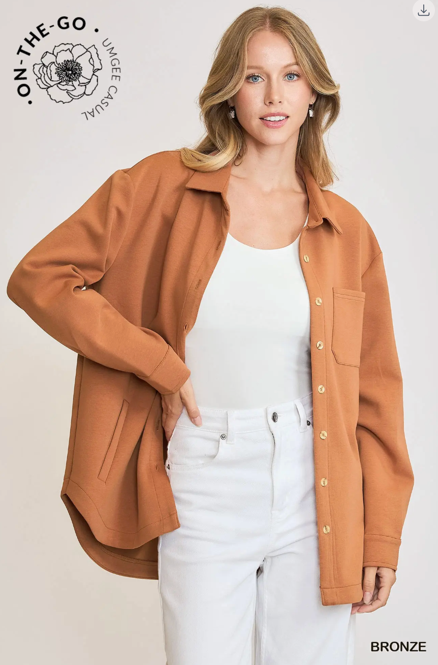 Bronze Luxeknit Oversized Shirt Jacket