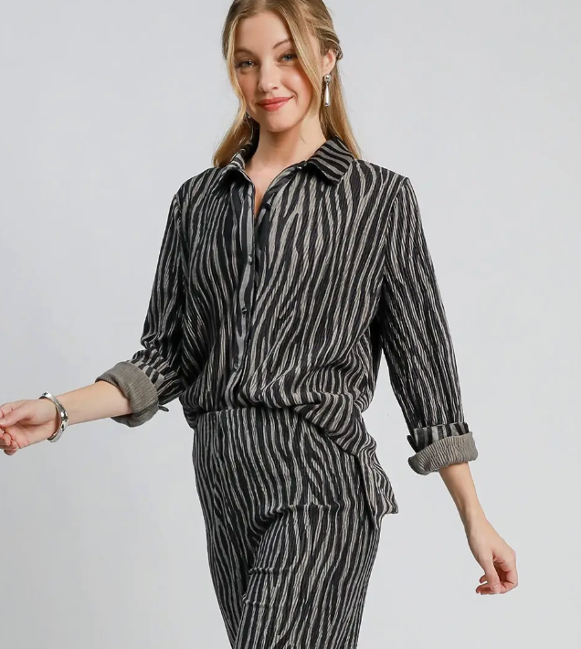 Zebra Print Velvet Top