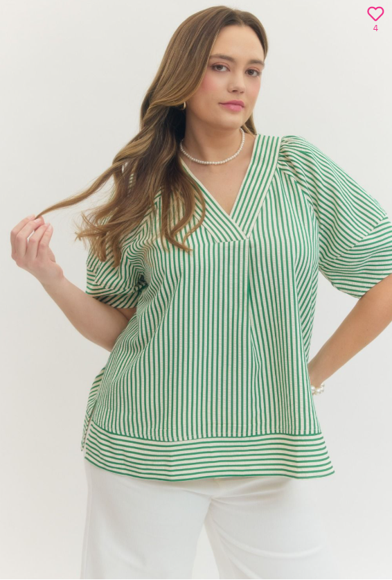Striped short sleeve top