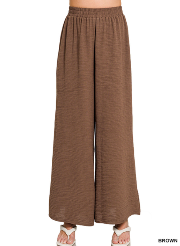 Woven airflow elastic waistband pants