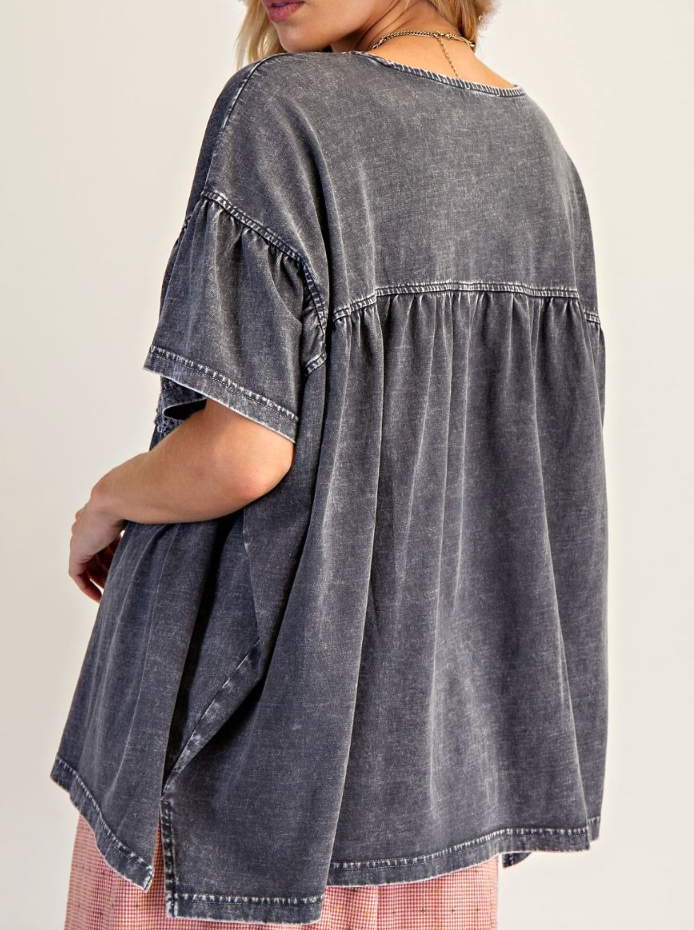 WASHED COTTON LOOSE FIT TOP