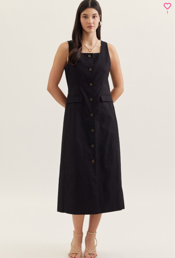 SOLID SLEEVELESS BLACK DRESS