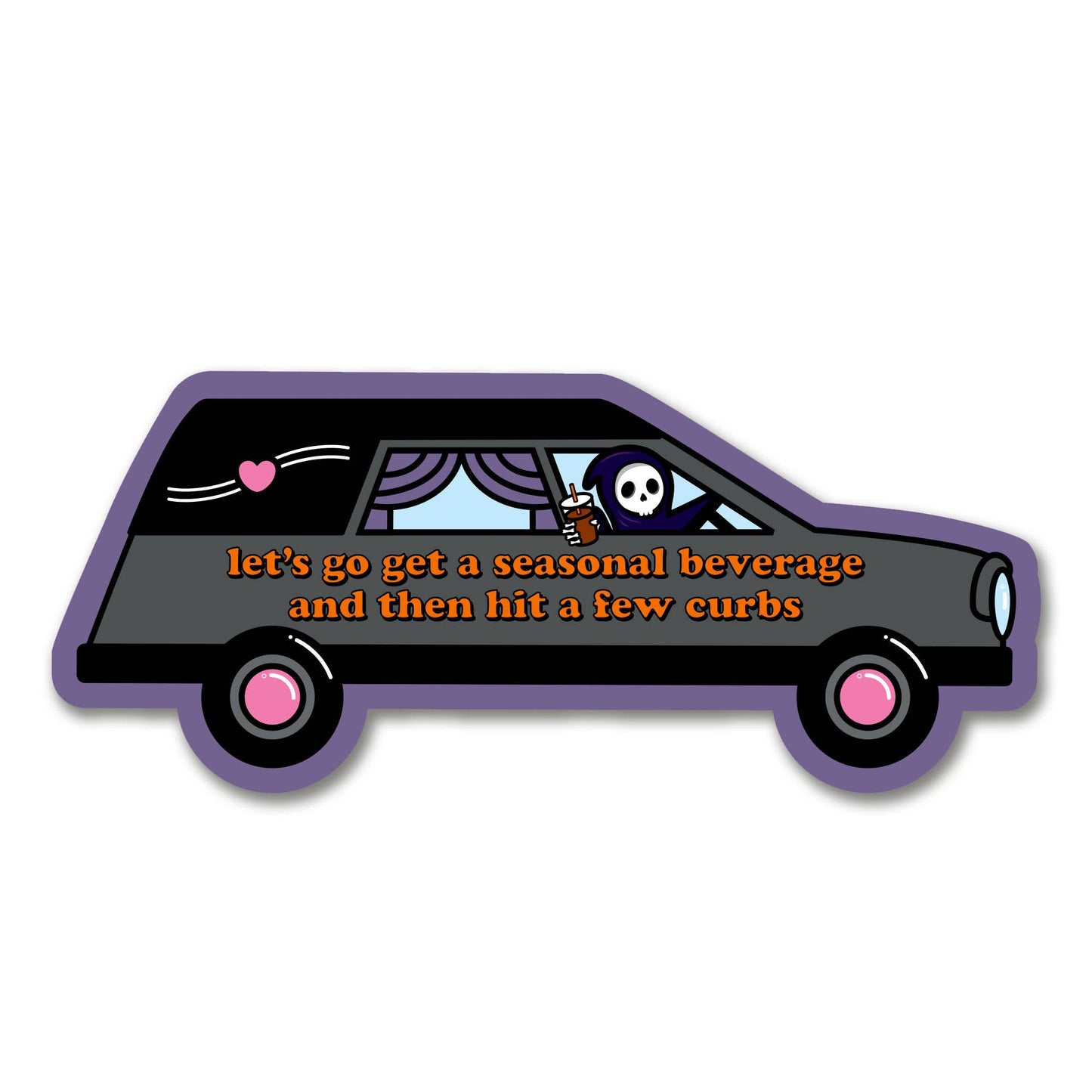 Bad Driver Grim Reaper Fall Hit The Curb Vinyl Sticker