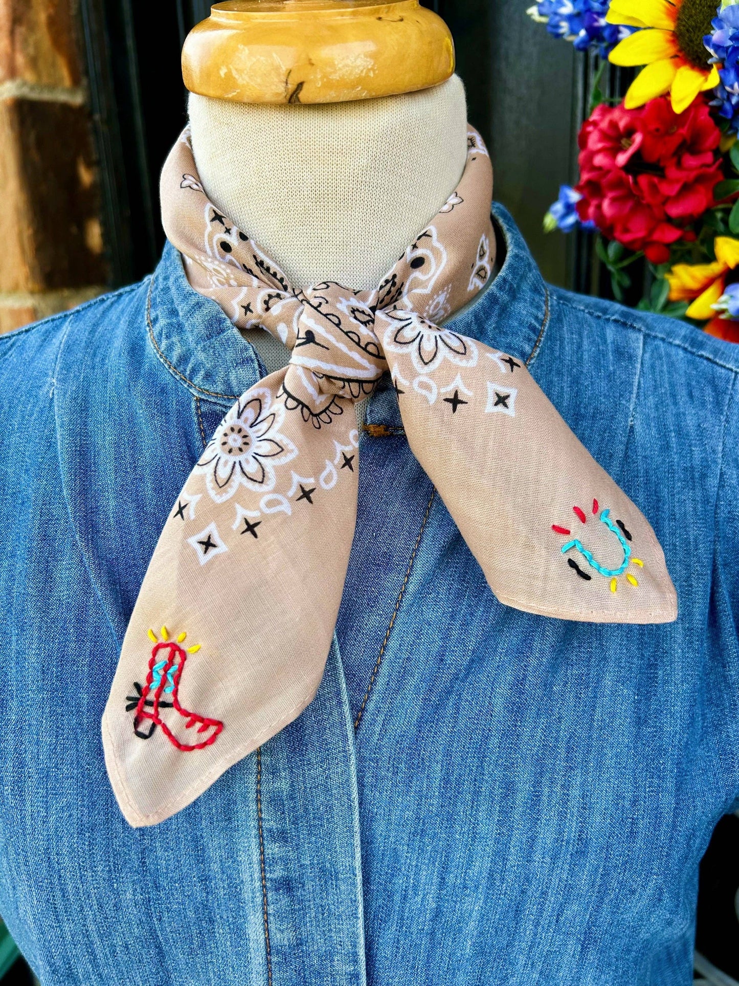 Embroidered Lucky Boots Bandana
