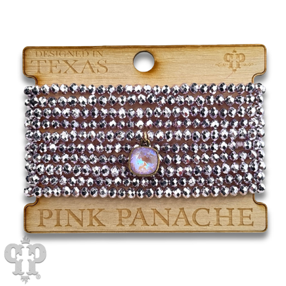 Metallic faceted bead bracelet with Austrian crystal