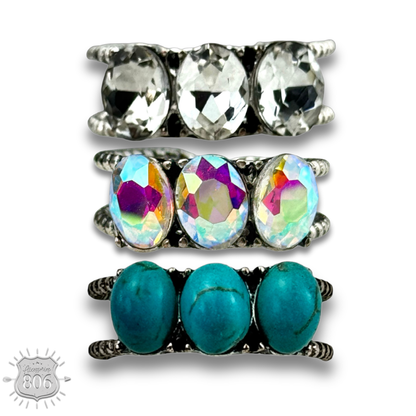 Stone oval bead ring