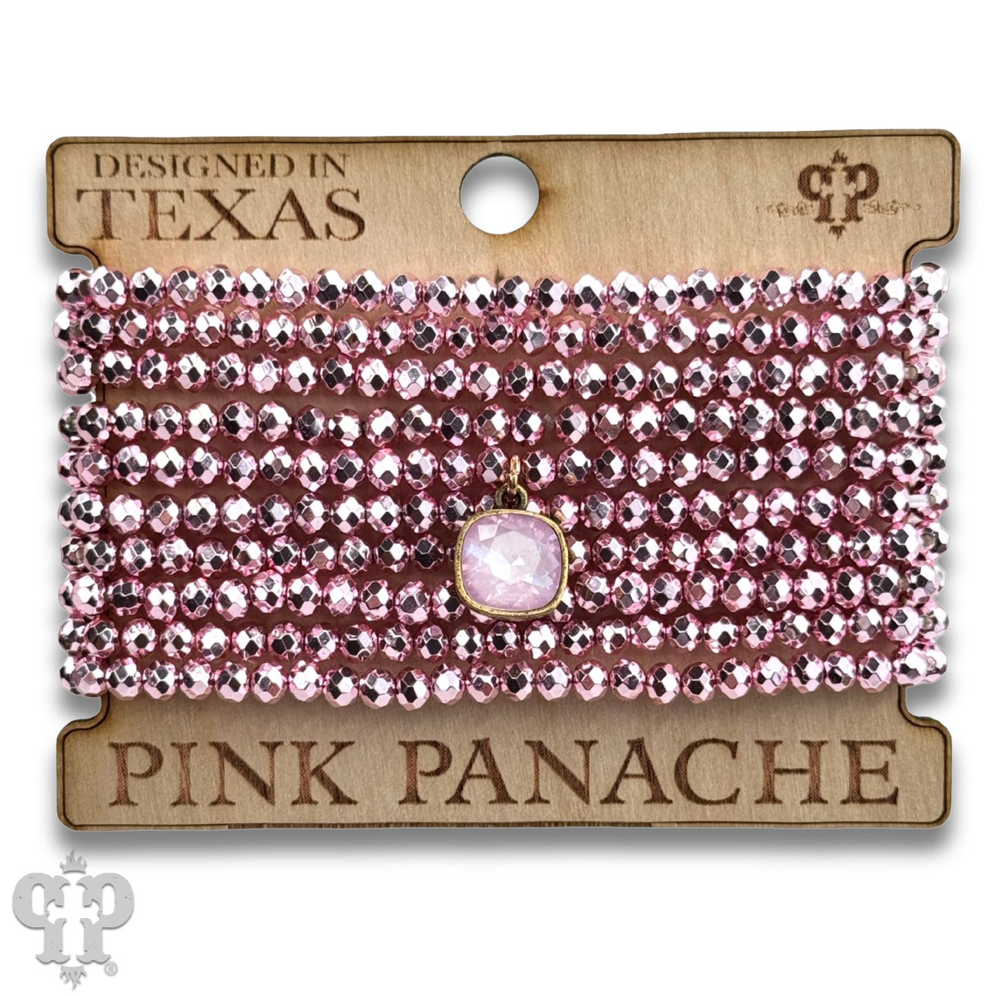 Metallic faceted bead bracelet with Austrian crystal