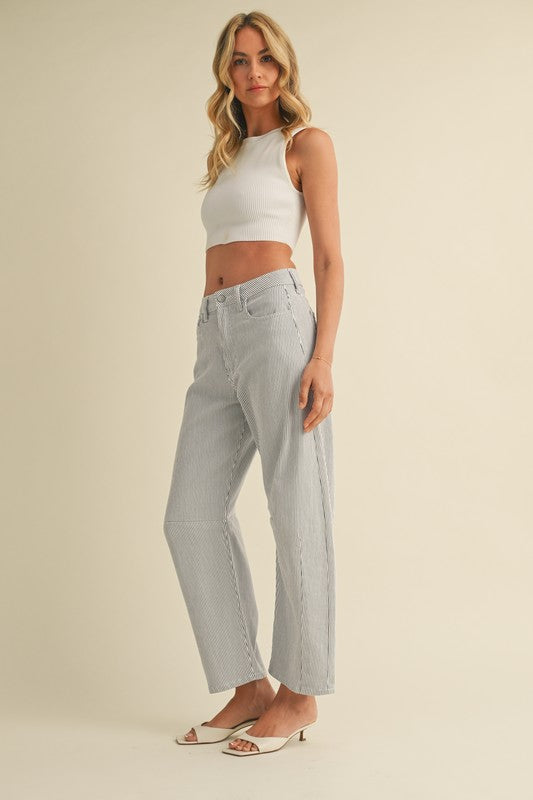 STRIPED BARREL JEAN