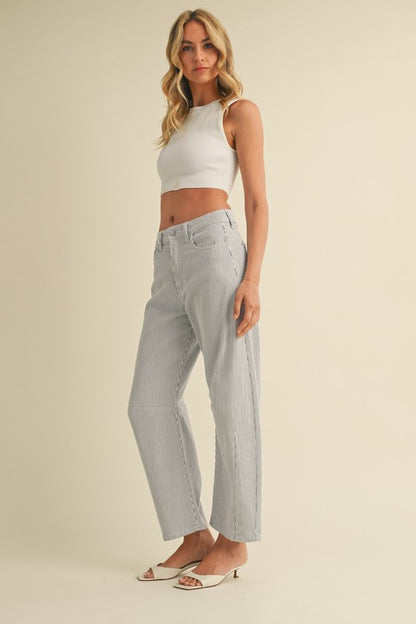 STRIPED BARREL JEAN