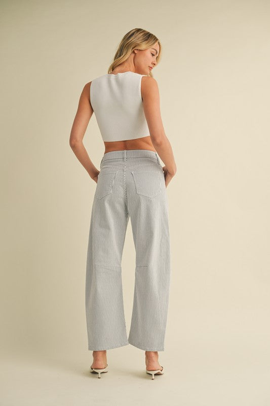 STRIPED BARREL JEAN