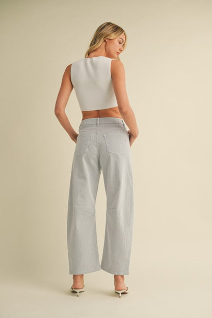STRIPED BARREL JEAN