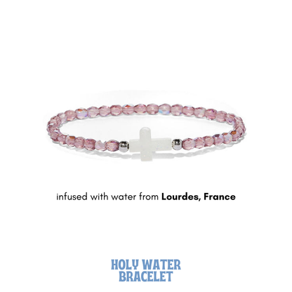 HOLY WATER BEADED AMETHYST AB CROSS BRACELET