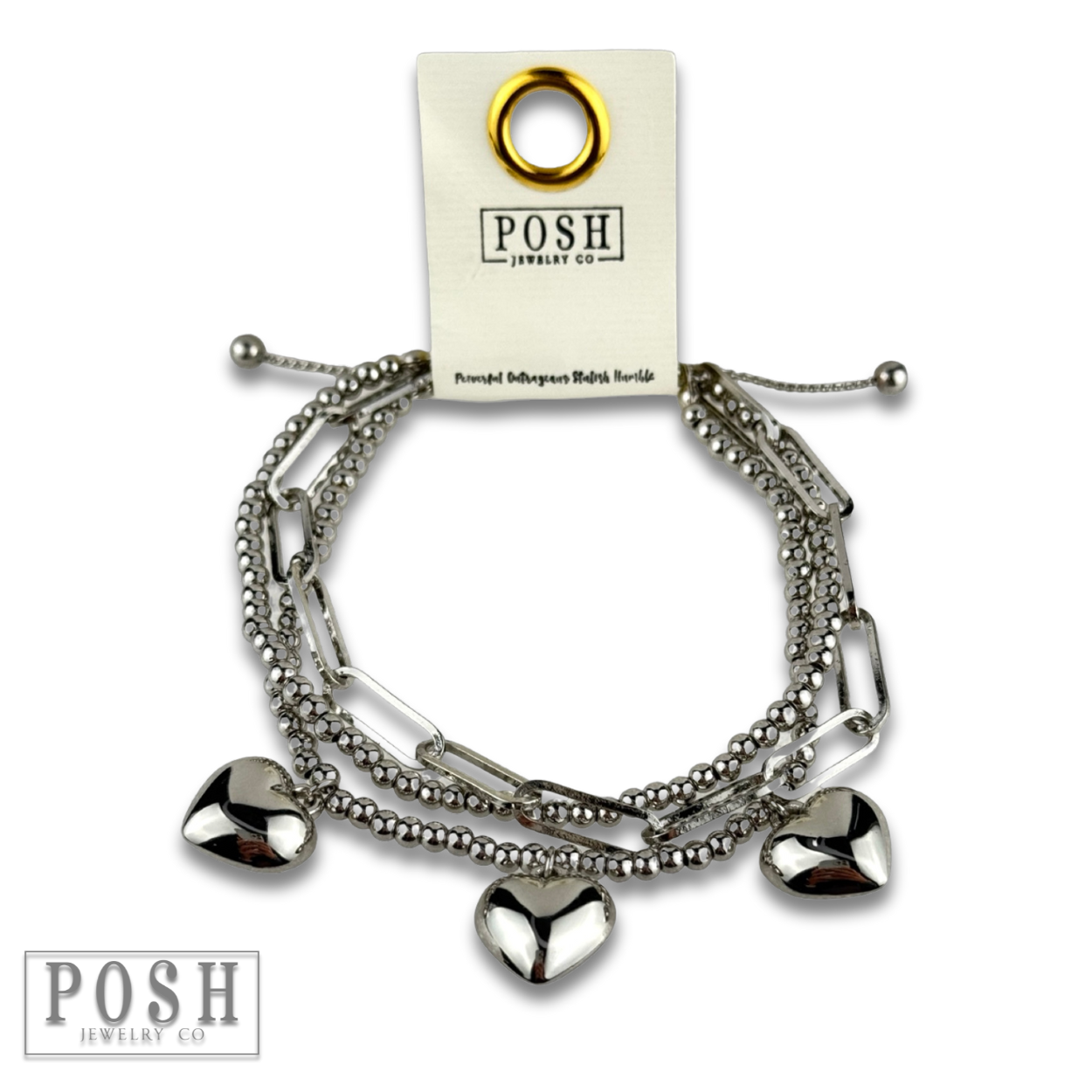 Heart charm slide bracelet