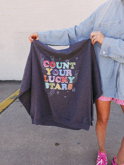 Count your lucky stars sweatshirt - hanes / charcoal