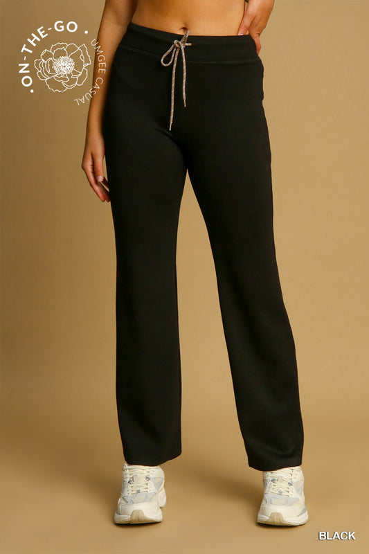 Black Luxeknit Cropped Flare Pants