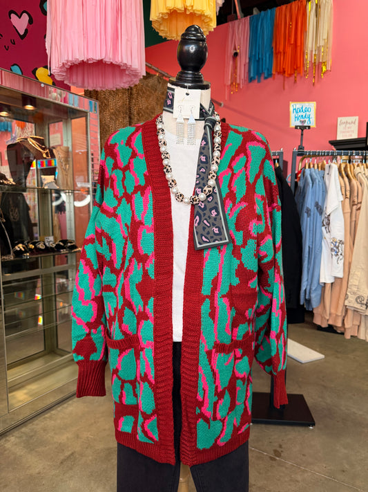 Wild & Cozy Cardigan - WINE MIX