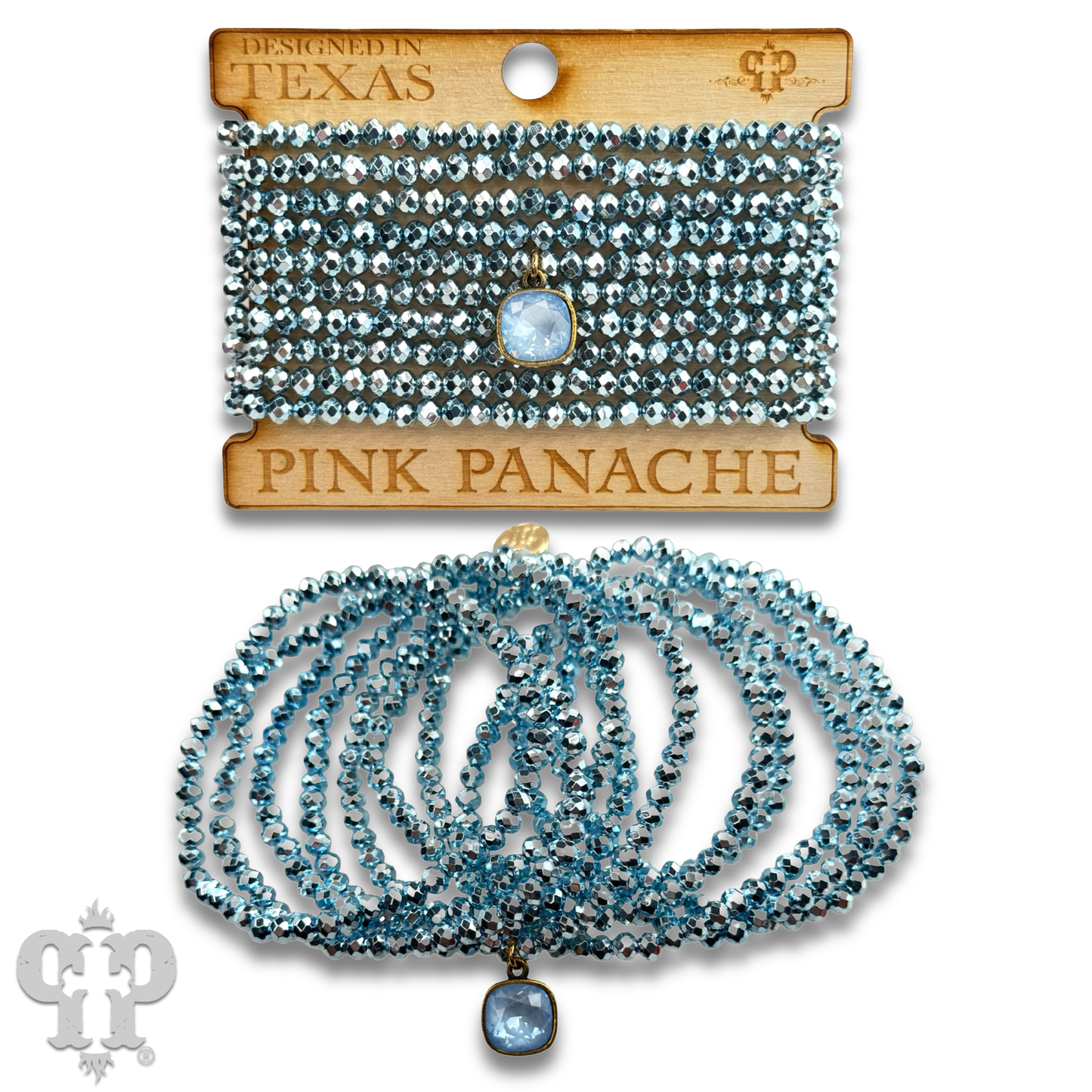 Metallic faceted bead bracelet with Austrian crystal