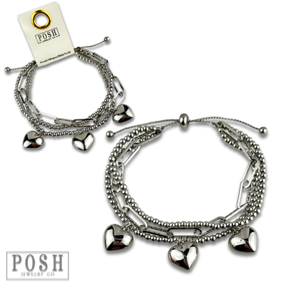 Heart charm slide bracelet