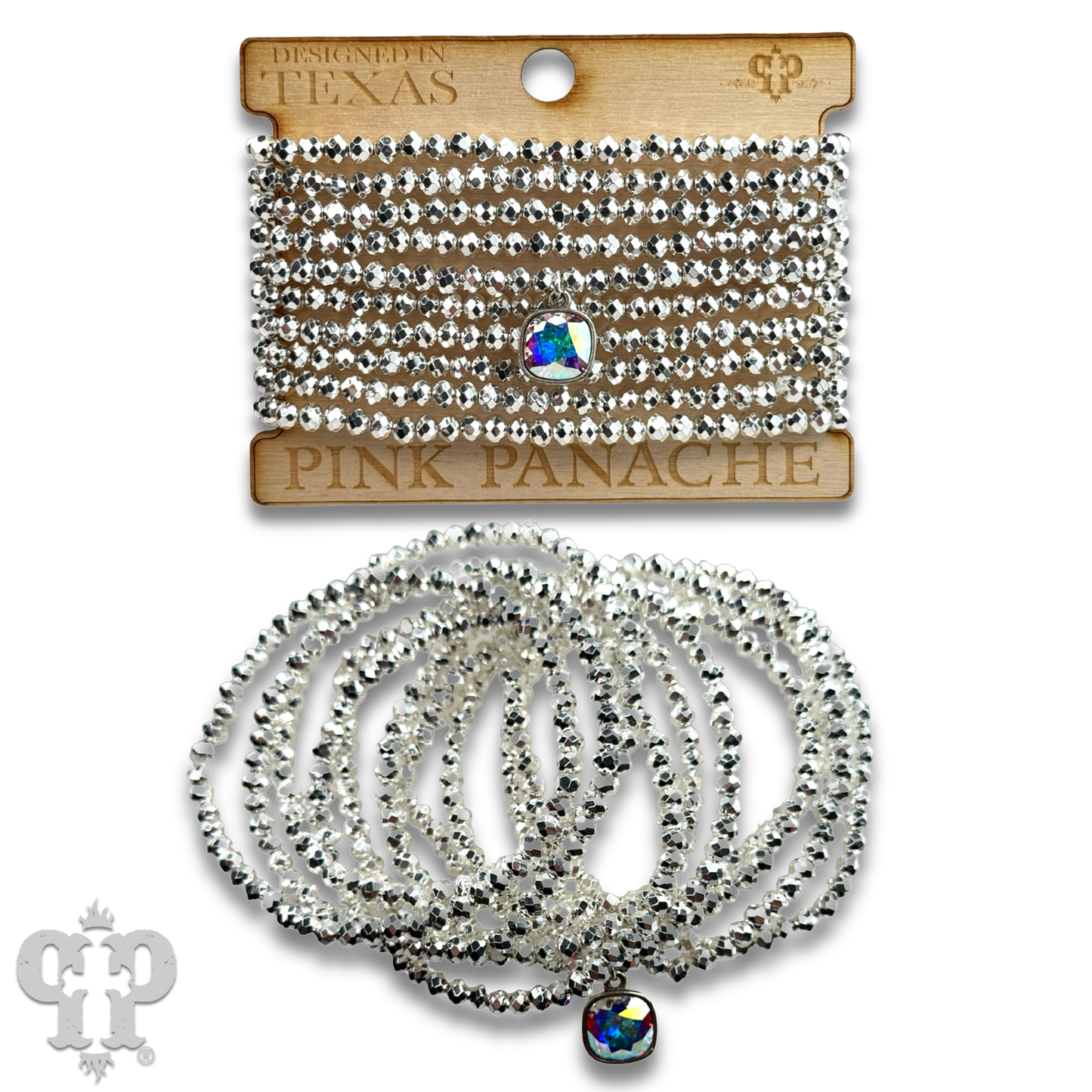 Metallic faceted bead bracelet with Austrian crystal