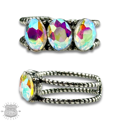 Stone oval bead ring