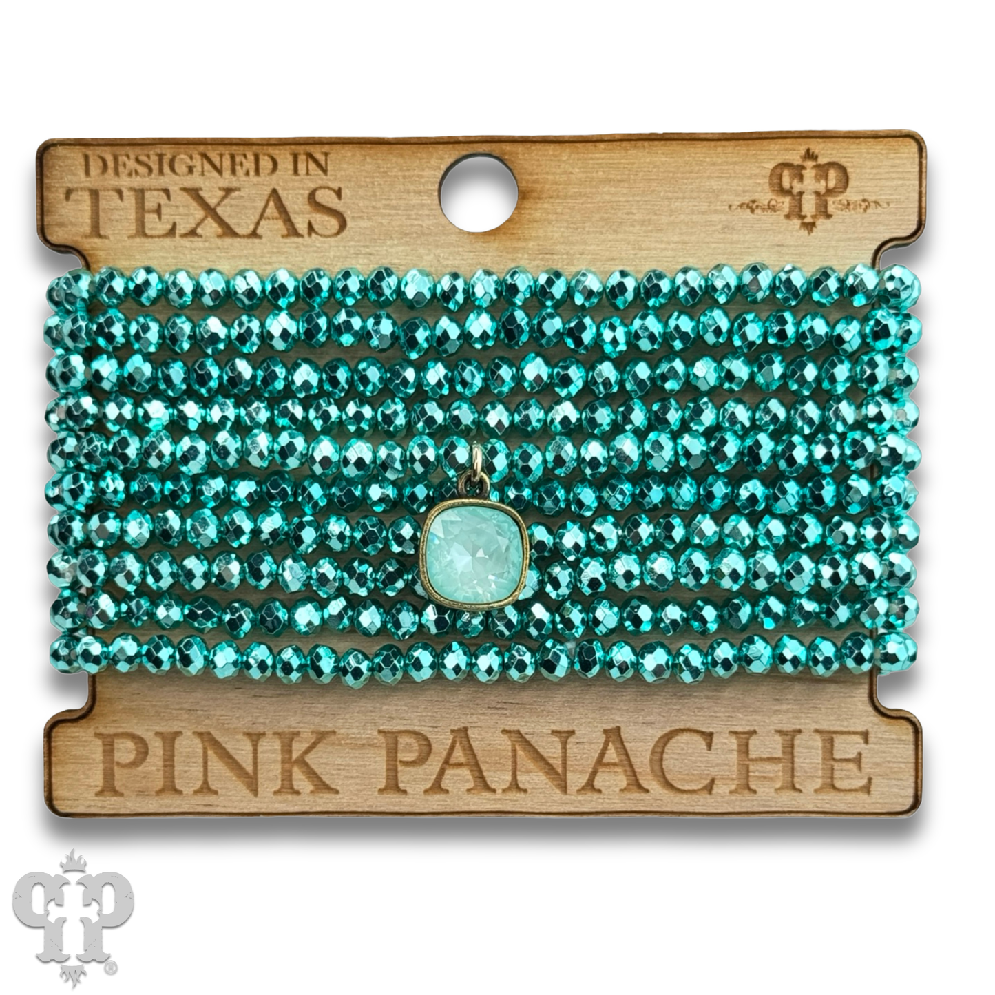 Metallic faceted bead bracelet with Austrian crystal