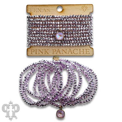 Metallic faceted bead bracelet with Austrian crystal