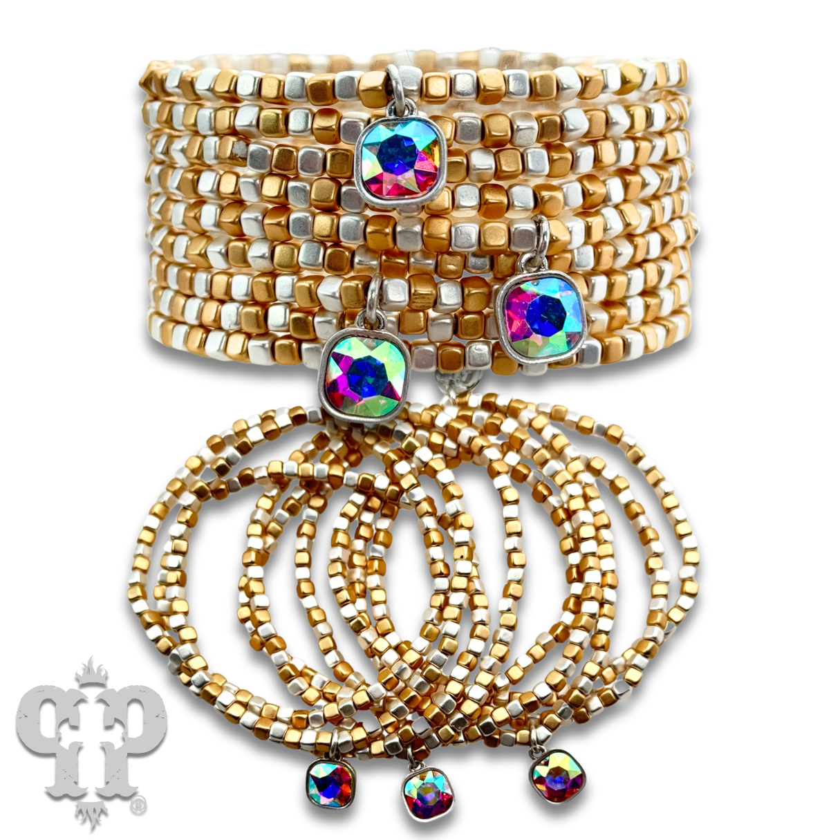 Rhinestone drop charm bracelet