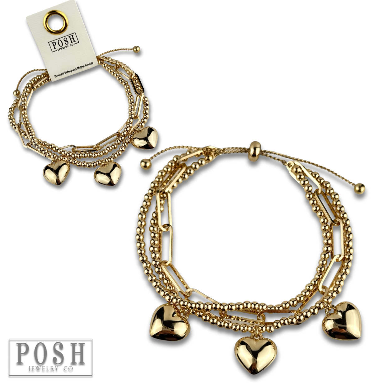 Heart charm slide bracelet