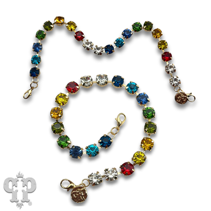 Multi-color rhinestone trucker hat chain