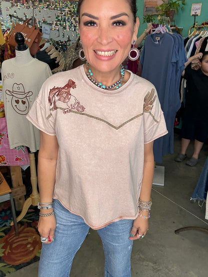 EMBROIDERED SHOULDER T-SHIRT