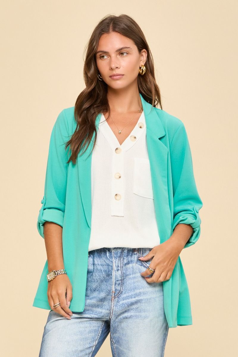 DEAR SCARLETT OPEN FRONT BLAZER