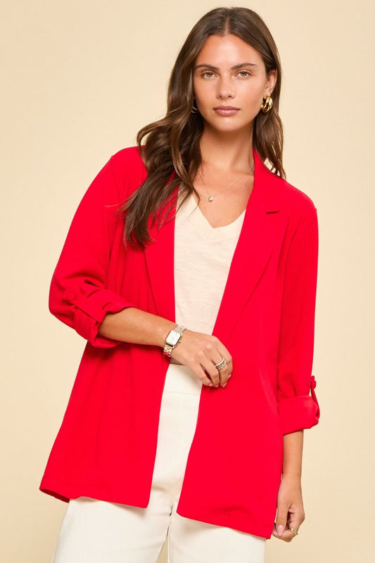 DEAR SCARLETT OPEN FRONT BLAZER