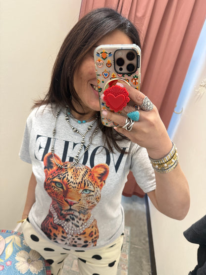 VOGUE CHEETAH BEDAZZLED T-SHIRT